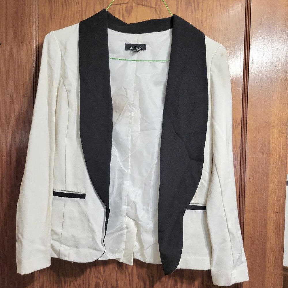 A. Byer Black and White Tuxedo Jacket